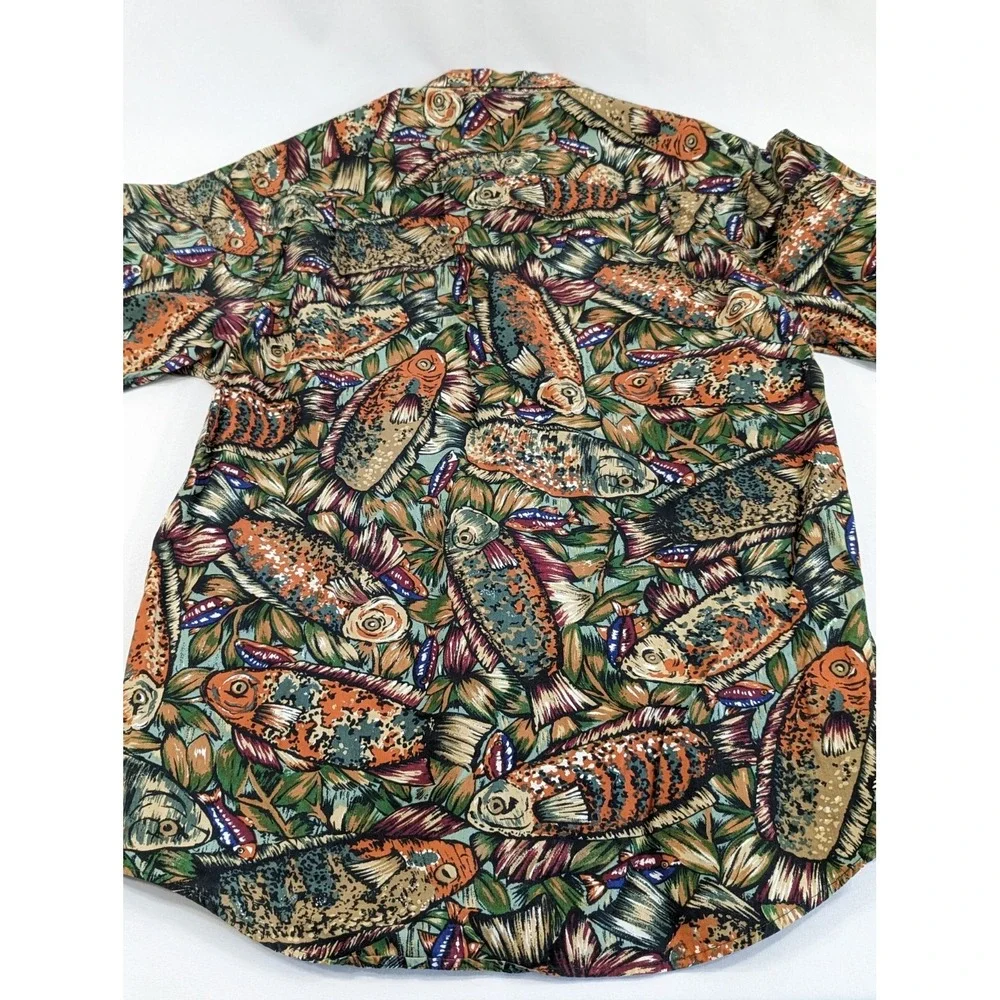 Vintage 90s Banana Republic Safari & Travel Clothing Safari Fish All Over Small‎